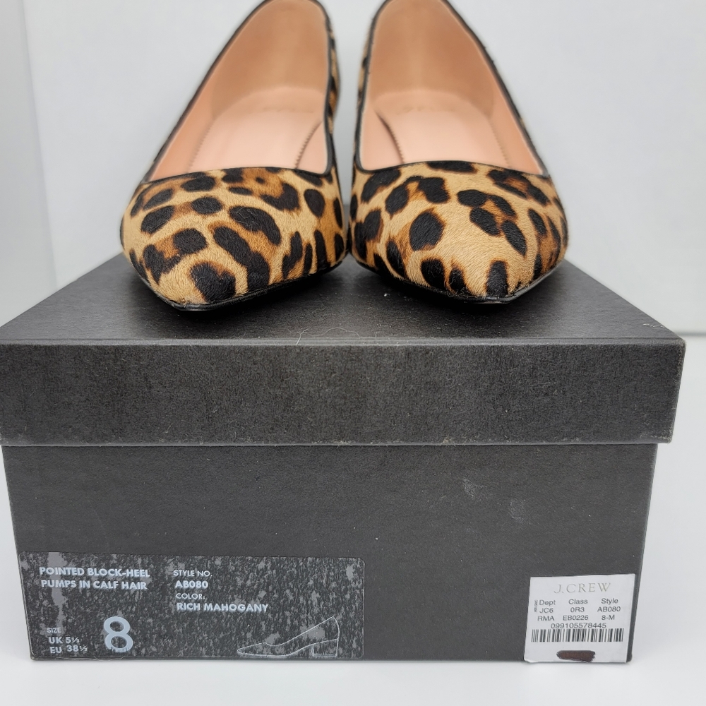 BNIB J.Crew Pointed Block Heel Pumps in Calf Hair - Picture 4 of 10